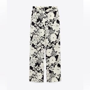 Zara Black and Cream Floral Pants